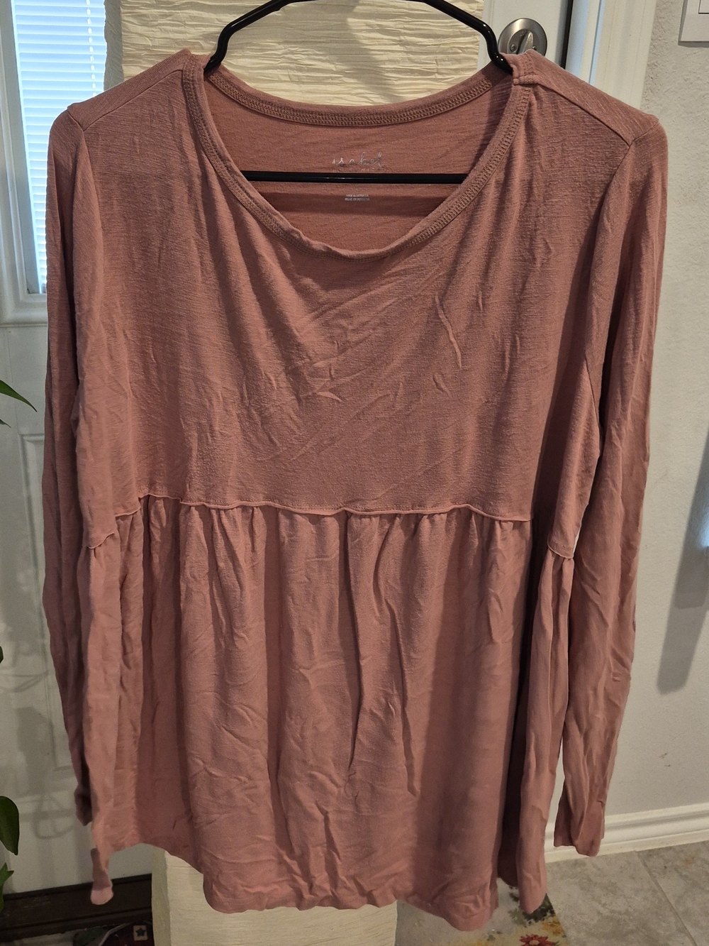 Isabel Maternity by Ingrid & Isabel Dusty Rose Long-Sleeve Babydoll Top